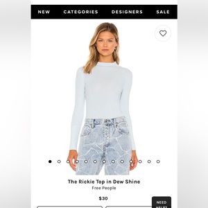 Free people THE RICKIE TOP IN DEW SHINE. Never worn, still in bag.